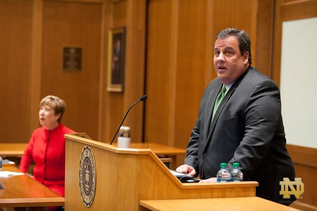 New Jersey Gov. Chris Christie delivers the keynote address during a daylong symposium